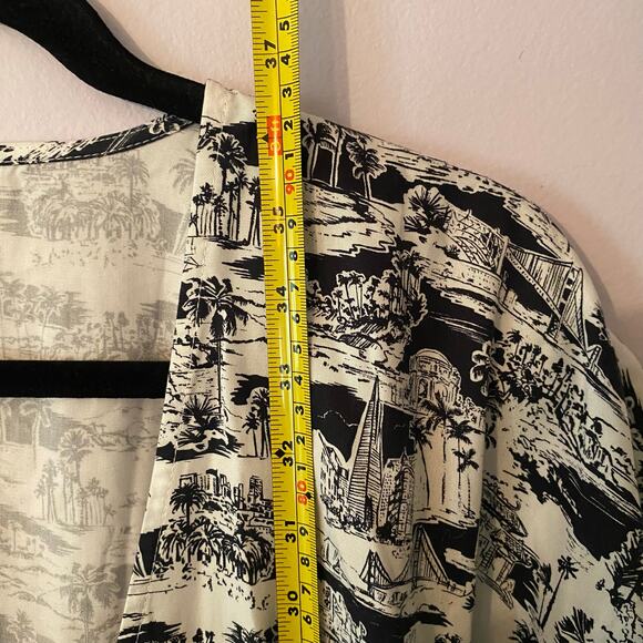 Marine Layer Camilla Dress Mini Black White City Print Tropical Women's Large - Picture 9 of 11